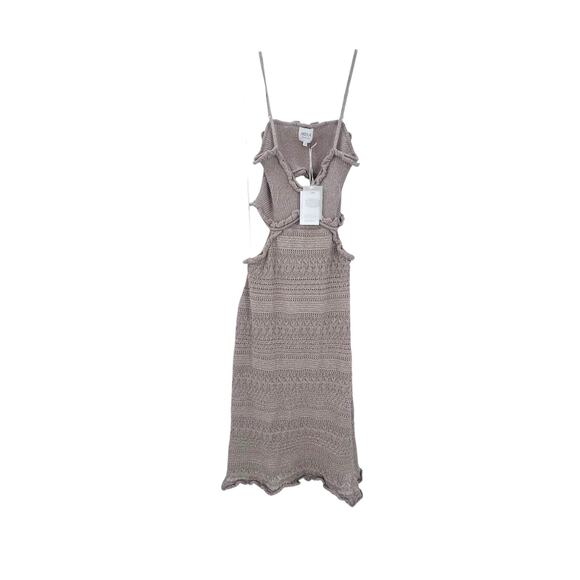Misa Los Angeles Shimmer Skye Midi Dress Sleeveless Adjustable Gold Size L NWT - Picture 7 of 11
